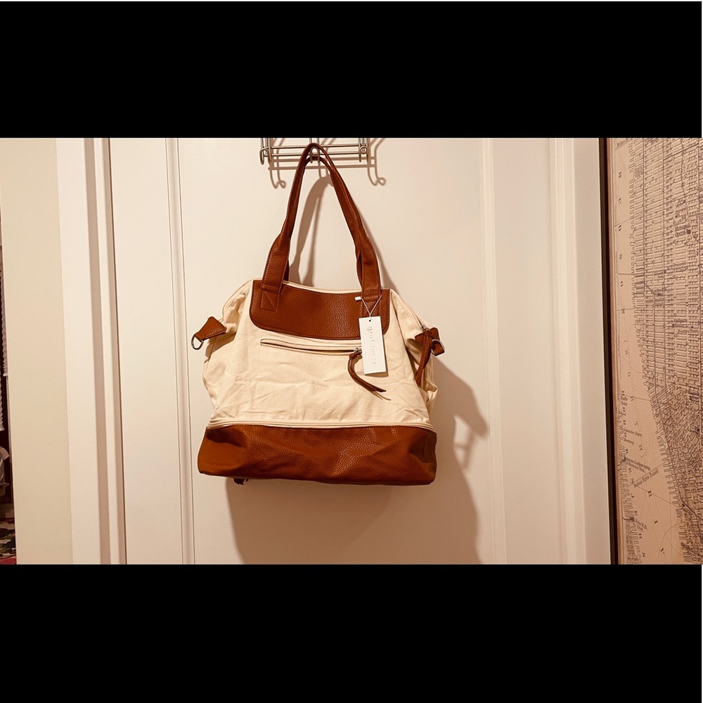 NWT Graf & Lantz Ivory and Brown Travel Tote